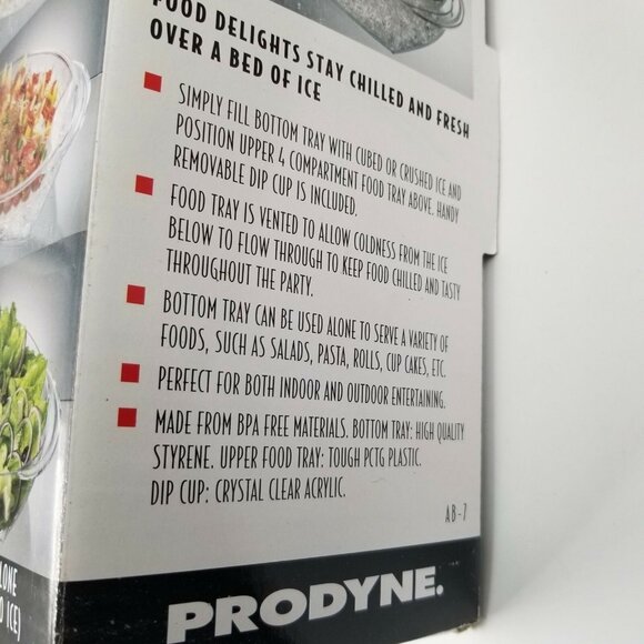 Prodyne Buffet On Ice Vented Food Tray Dip Cup Bowl Crystal Acrylic 3 pc Set - Picture 5 of 6